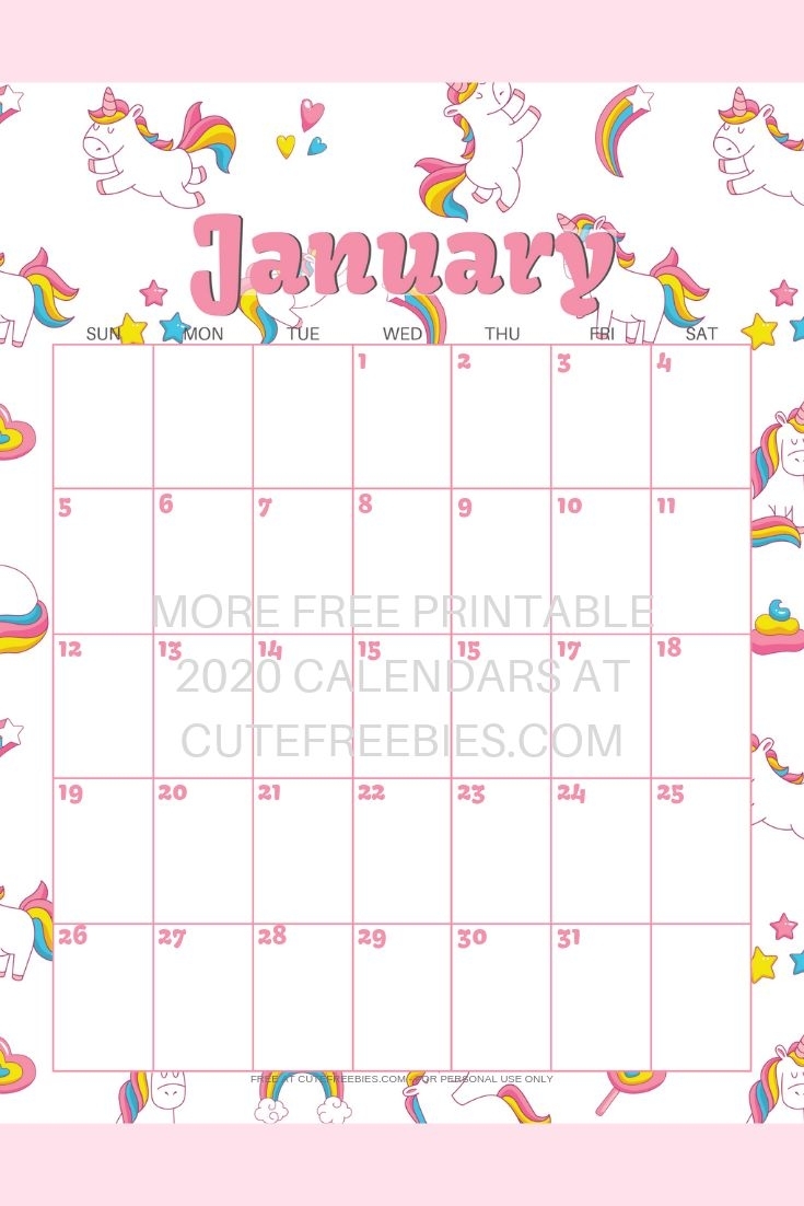 Cute Unicorn 2021 Calendar - Free Printable! - Cute
