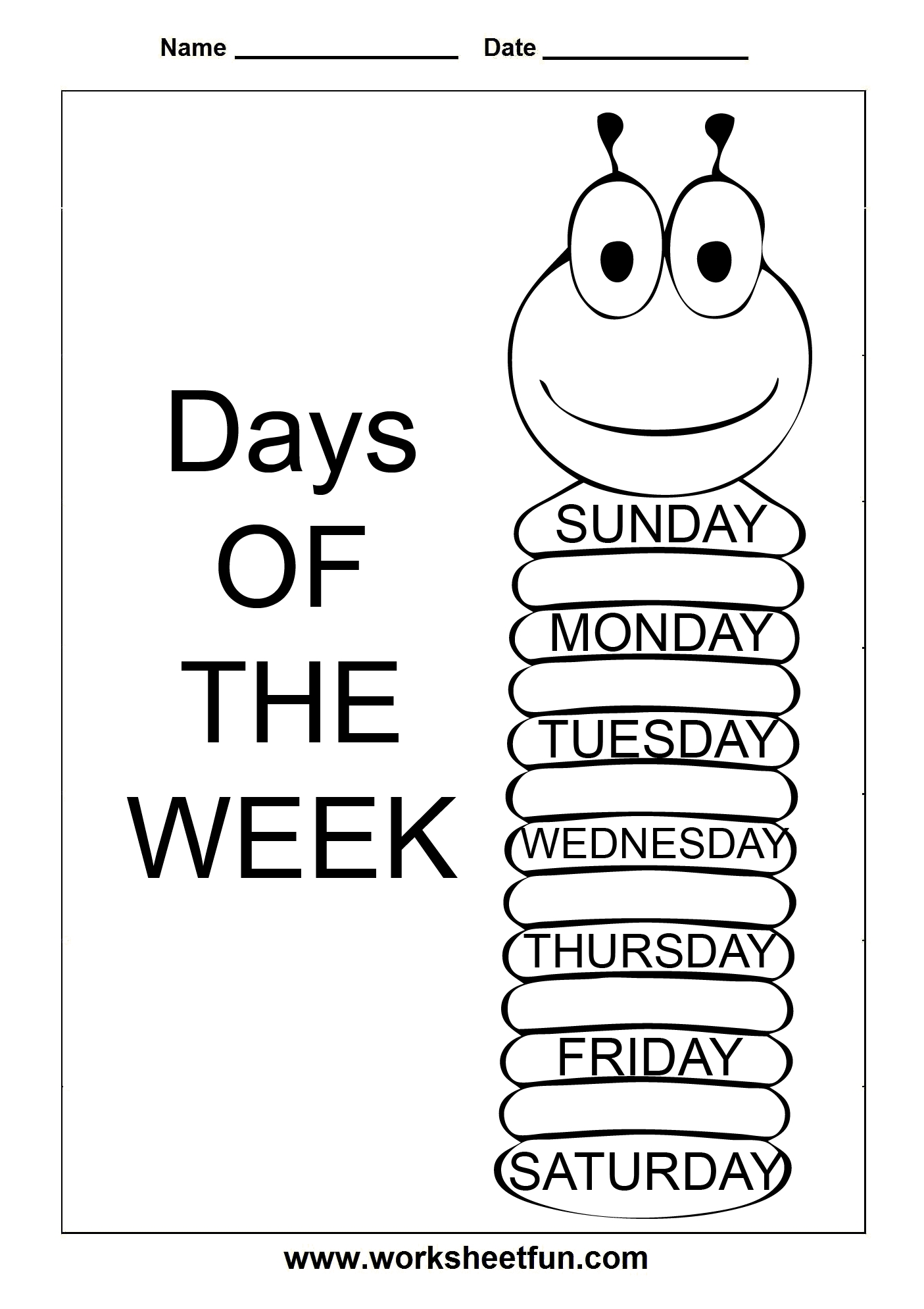 Days Of The Week - 3 Worksheets / Free Printable