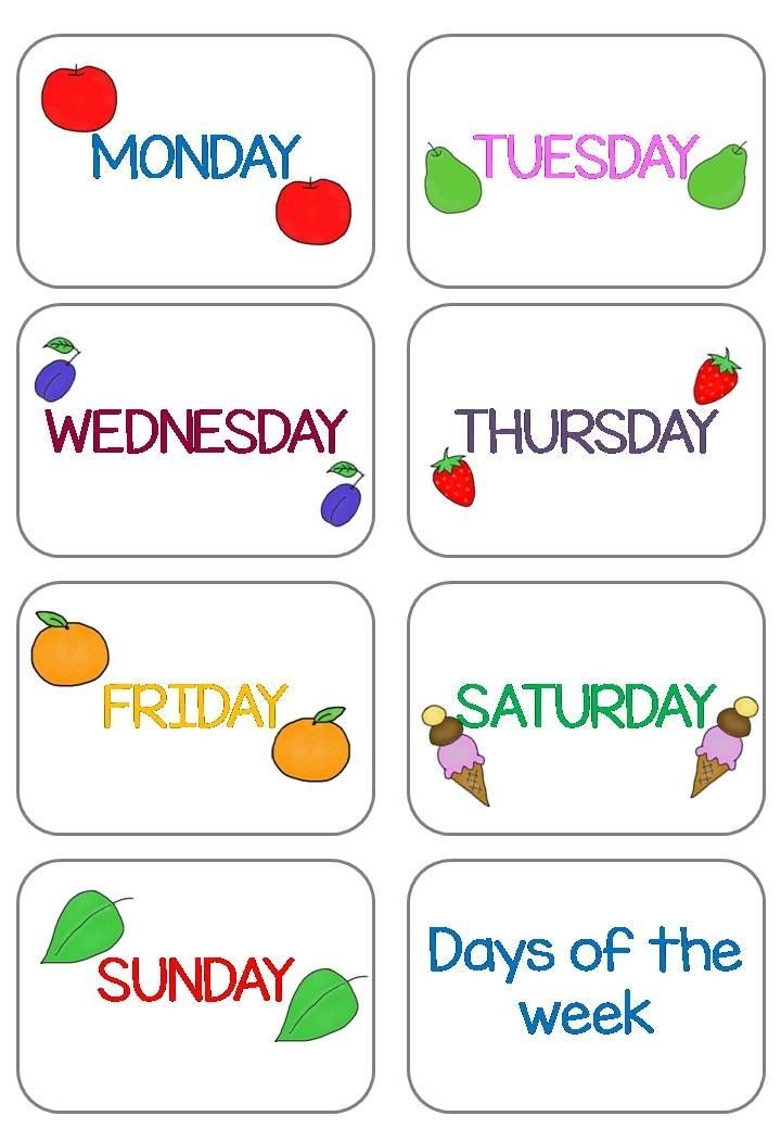 Days Of The Week Flashcards That Matches &quot;The Very Hungry