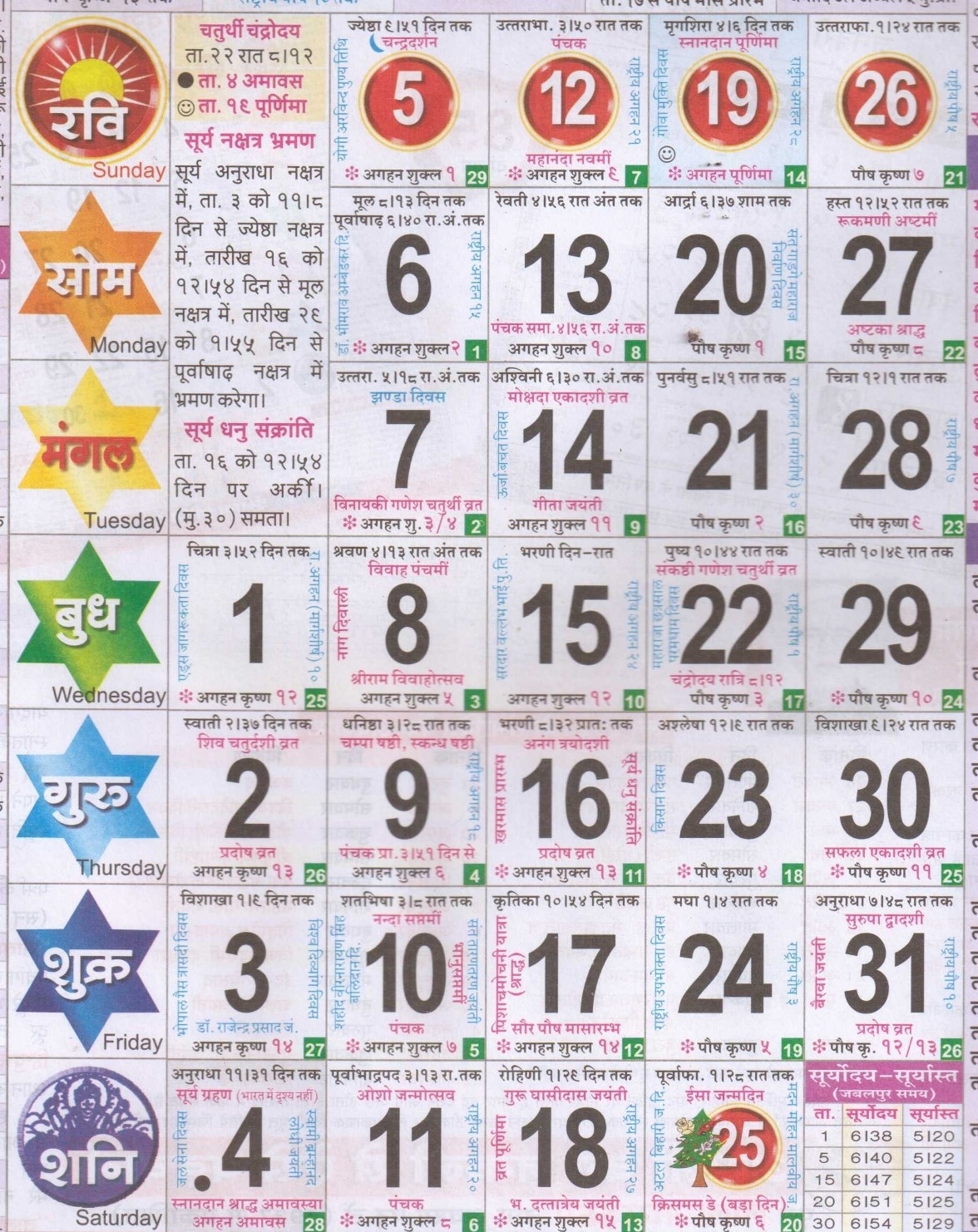 December 2021 Hindi Calendar December, Year 2021 | Hindi