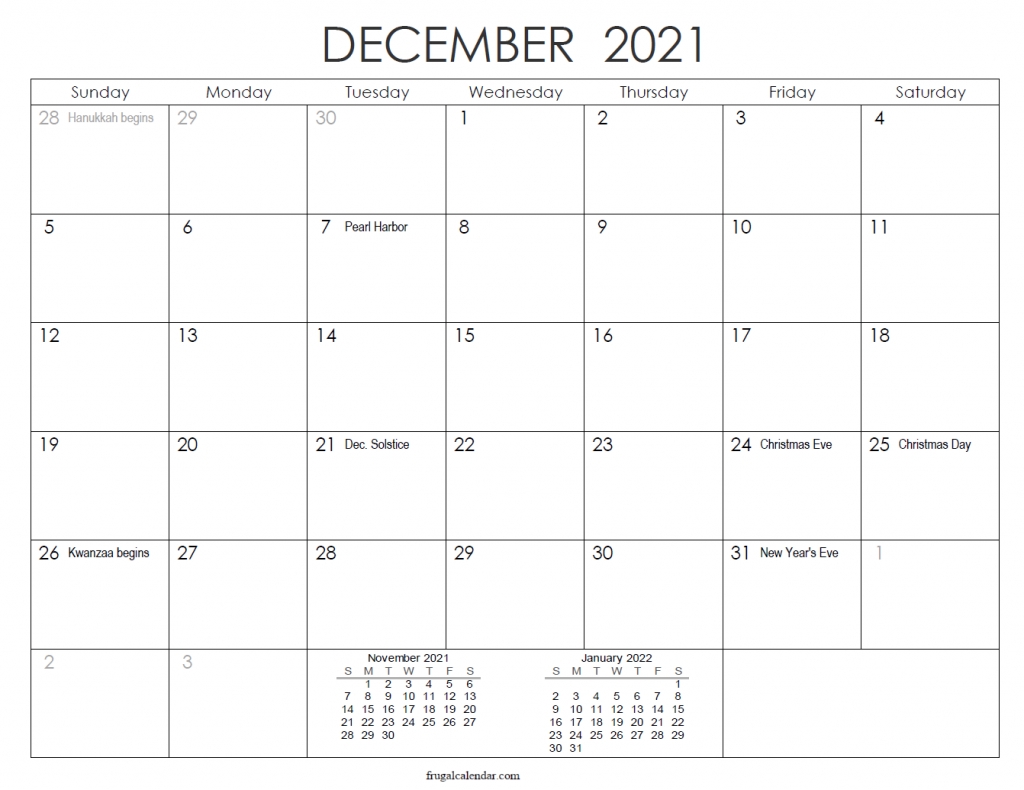 December Calendar 2021 | 2021 Calendars Printable