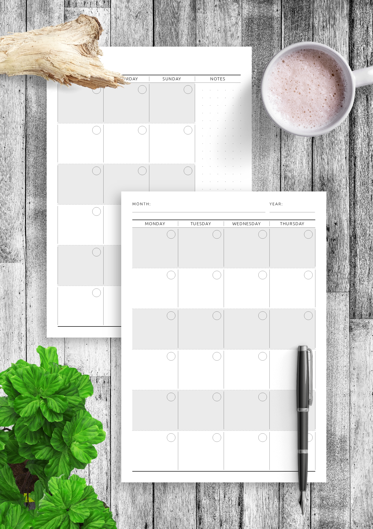 Download Printable Monthly Calendar Planner Undated