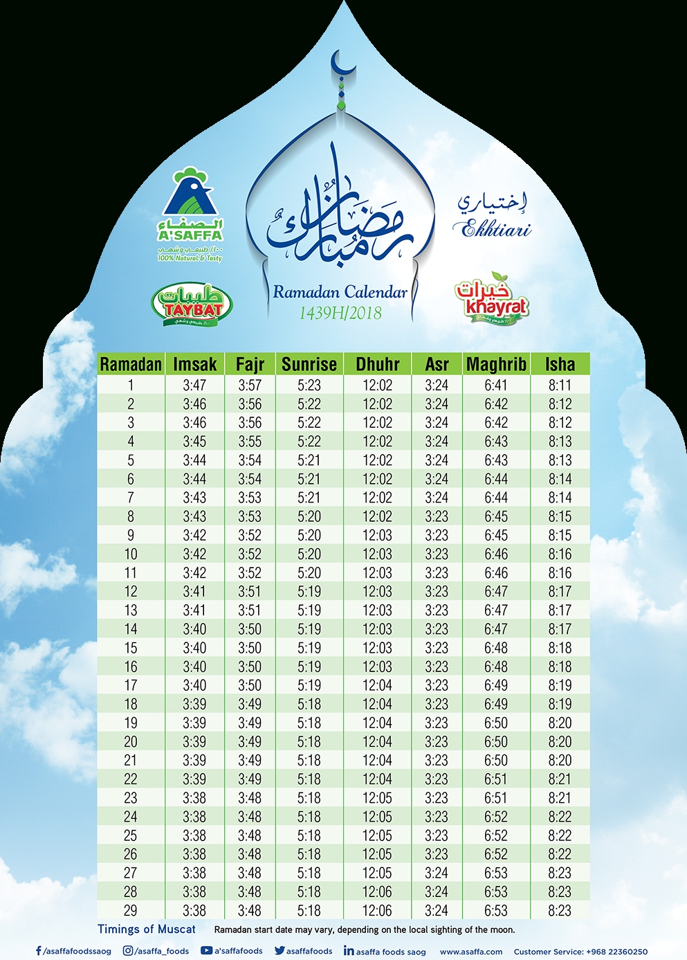 Download Ramadan Calendar 2018 - Ramzan Calendar 2018 Oman
