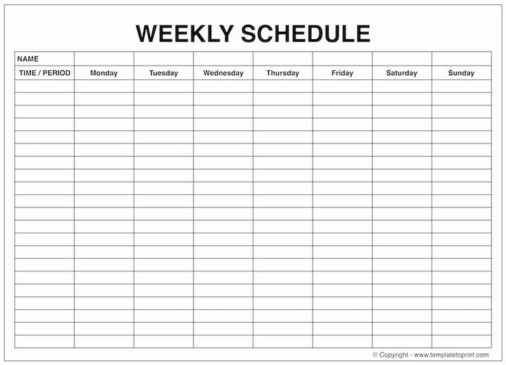 √ 30 Monday Through Sunday Schedule Template In 2020