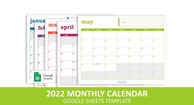 Easy Event Calendar 2022 Google Sheets Template Printable