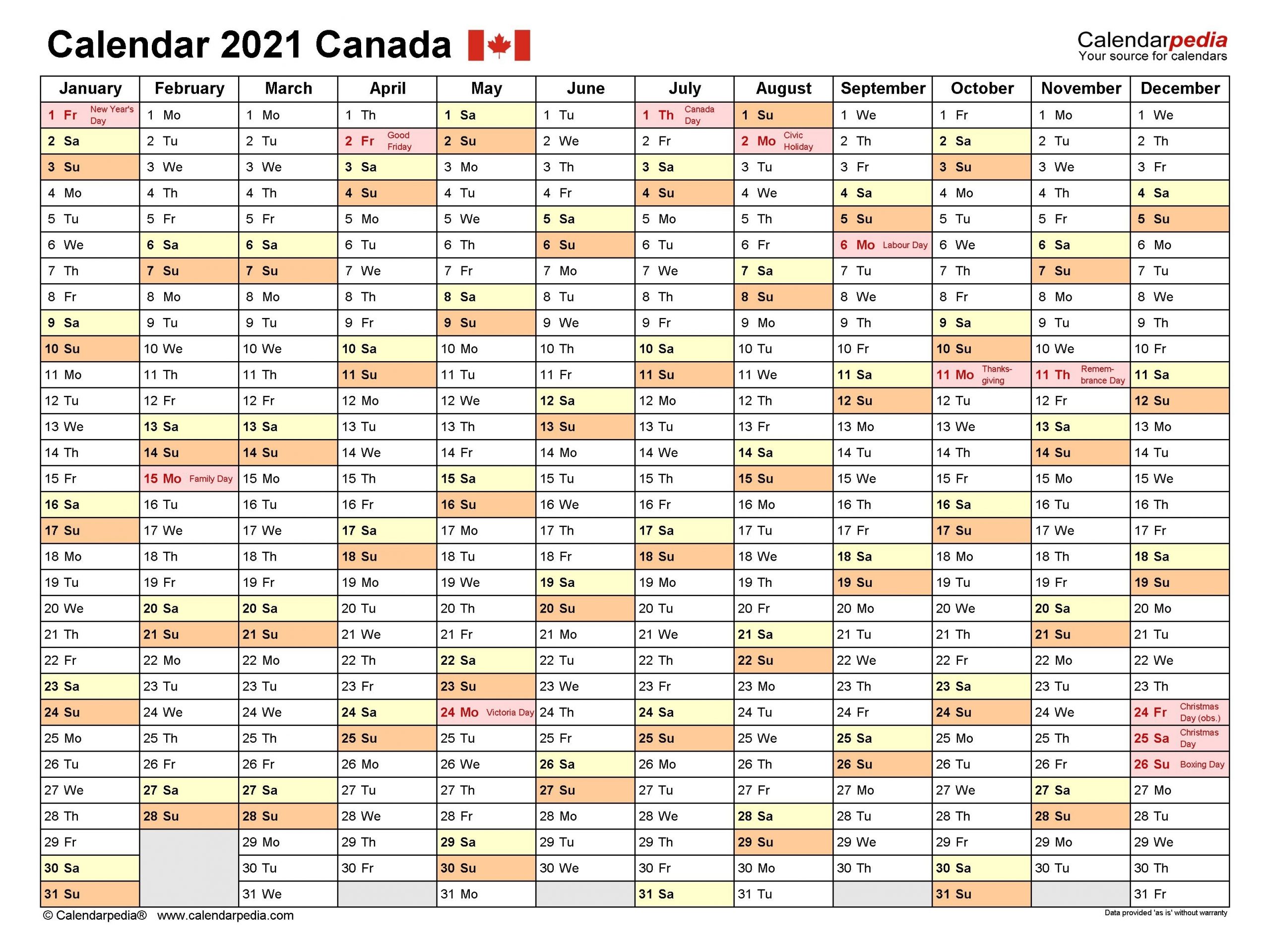 Excel Calendar 2021 Template ~ Addictionary