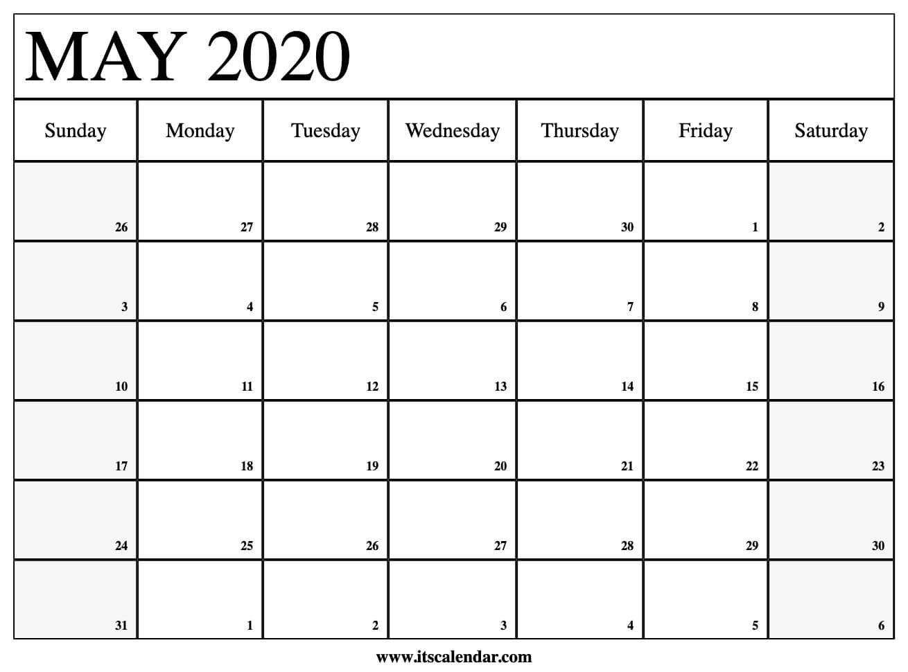 Fabulous Printable May 2020 Calendars | Ruby Website