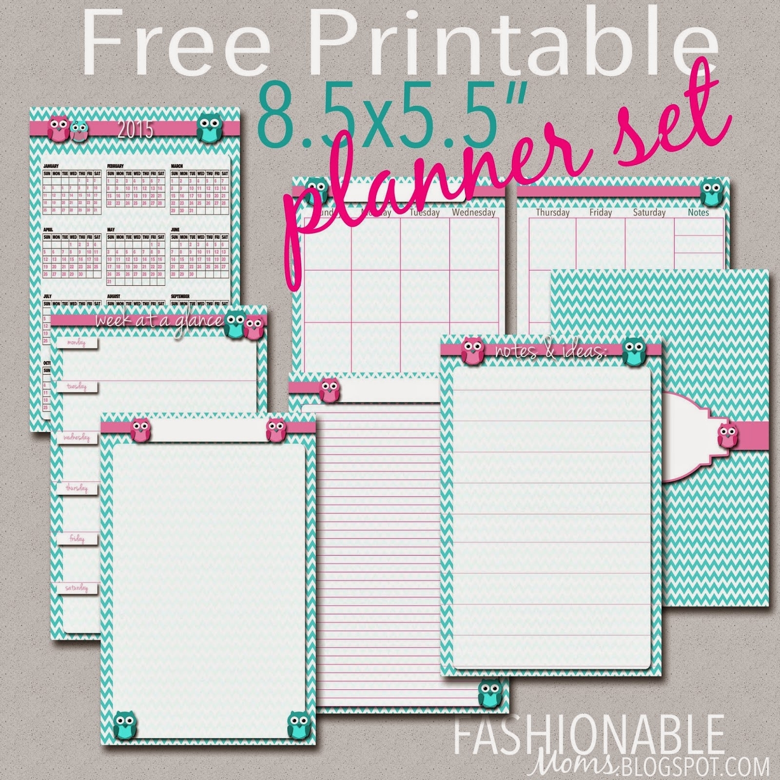 Fashionable Moms: Free Printable Half Page Owl Planner Set