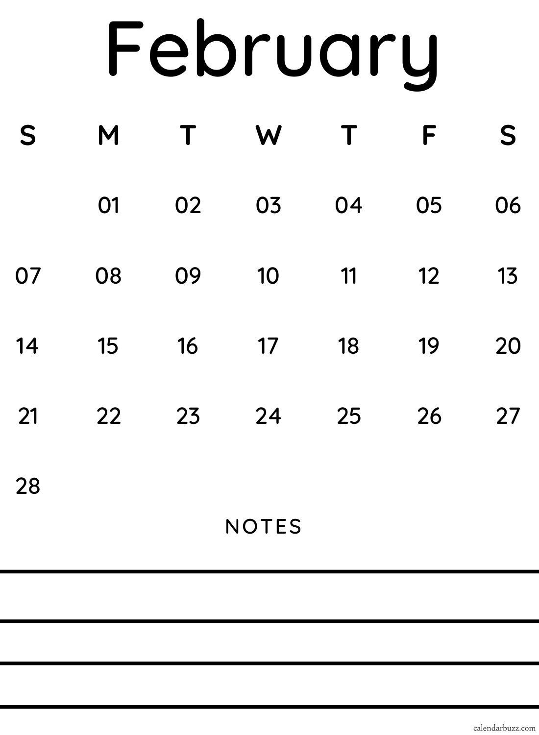 February 2021 Calendar To Make To Do List | February 2021