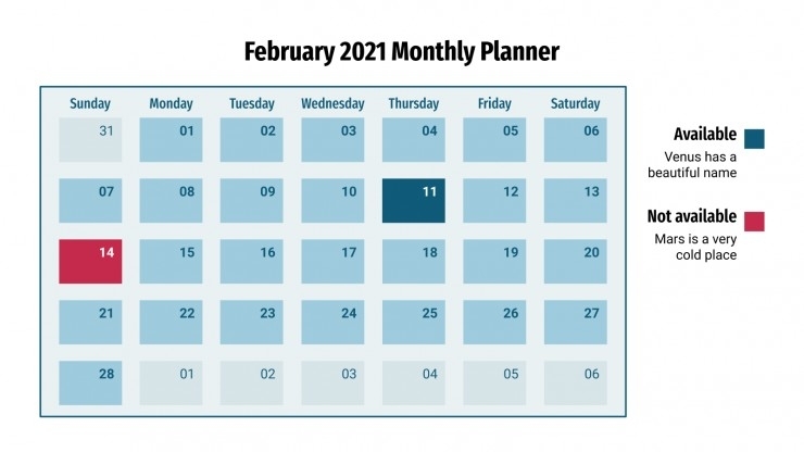 February 2021 Monthly Planner For Google Slides &amp; Powerpoint