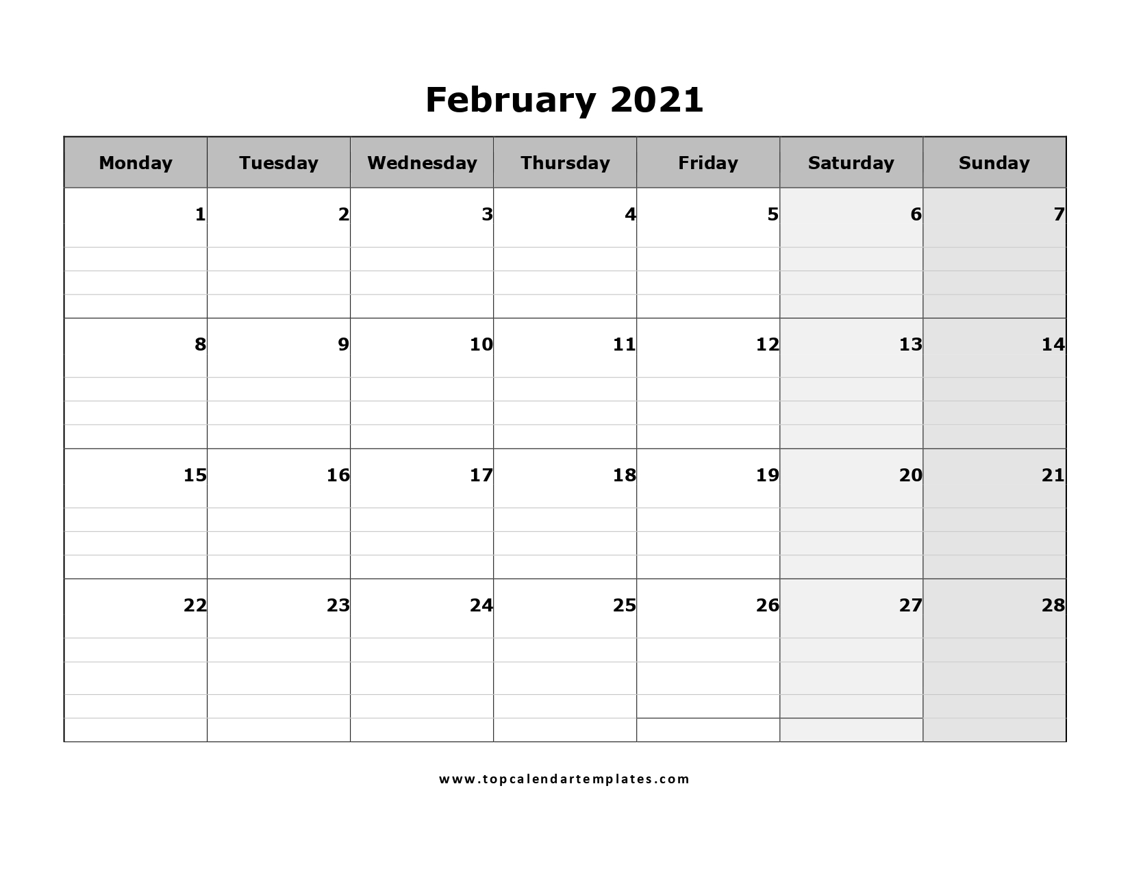 February 2021 Printable Calendar In Editable Format