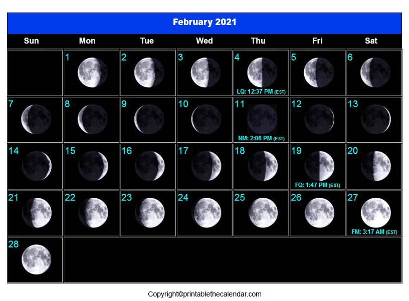 February Full Moon Calendar 2021 | Printable The Calendar