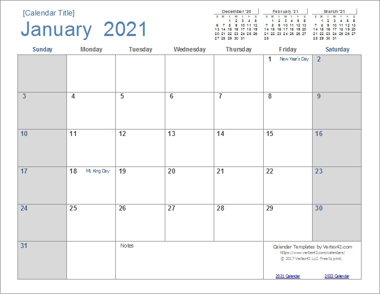 Fillable Calendar 2021 | Printable Calendar Design