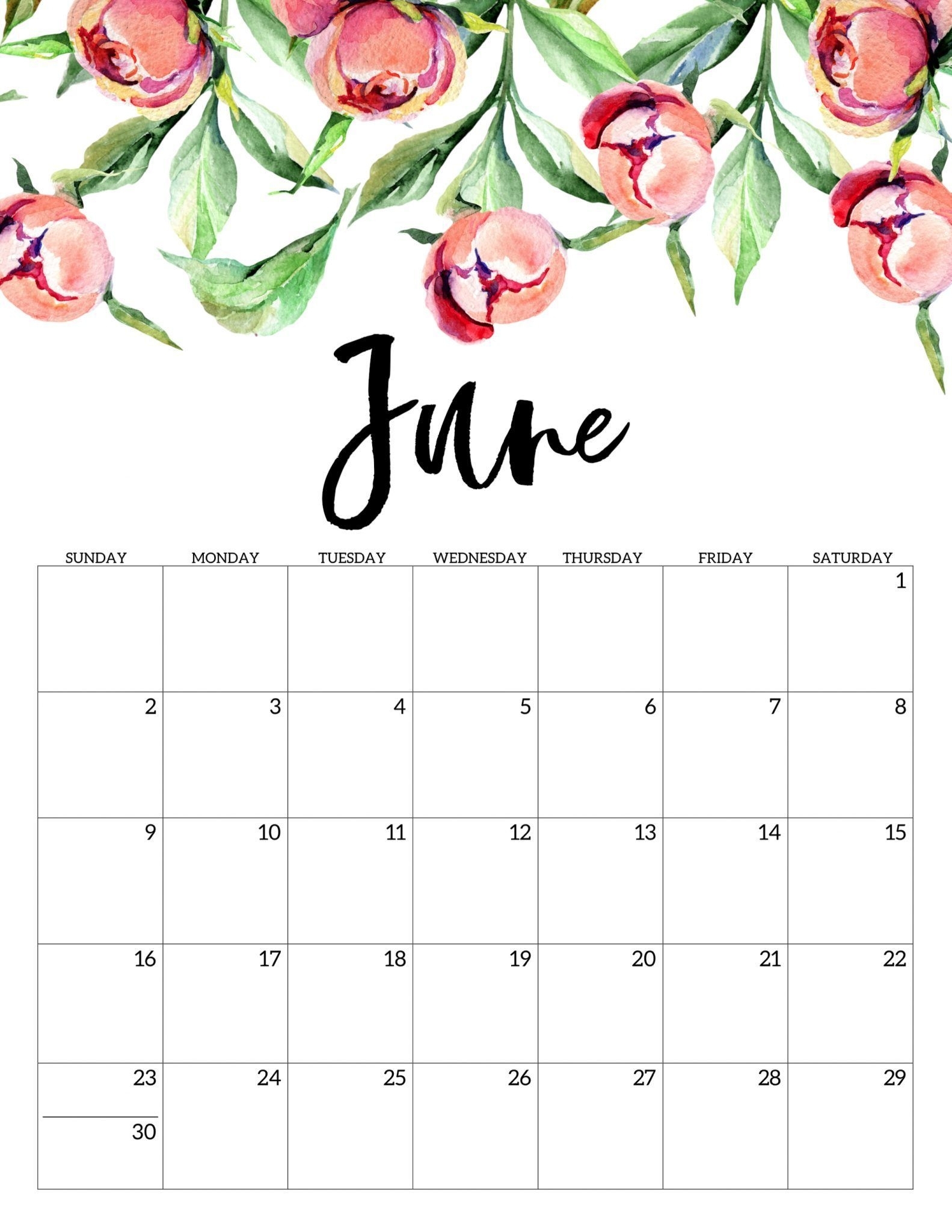 Floral June 2020 Cute Calendar | Calendar Wallpaper, Free
