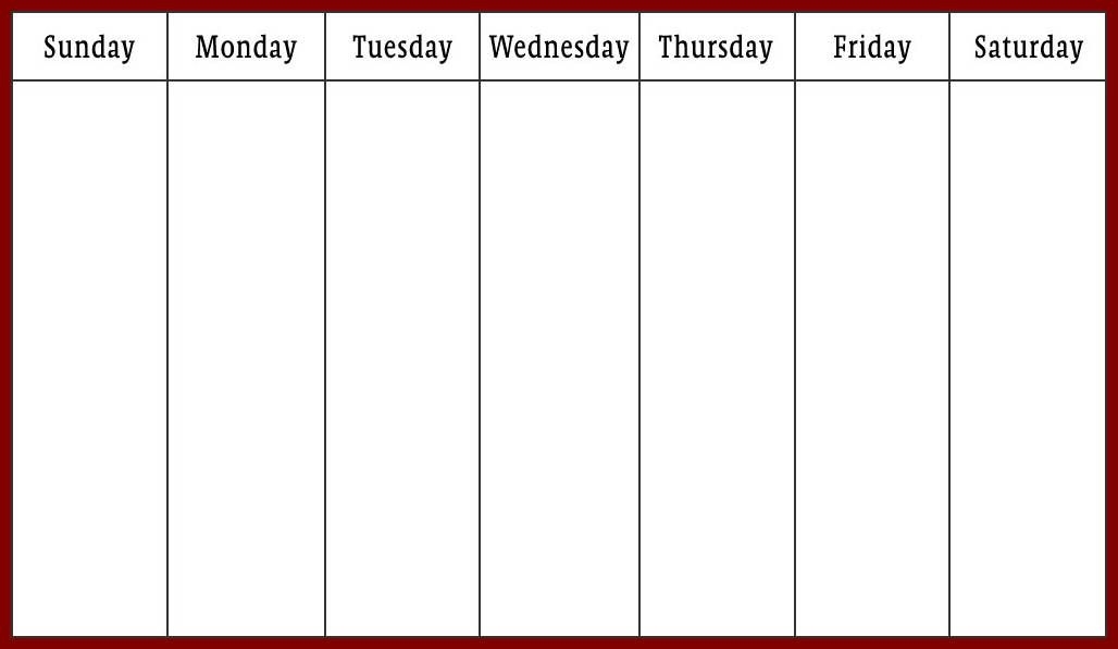 Weekly Timetable Template Monday To Sunday Free To Write On | Month ...