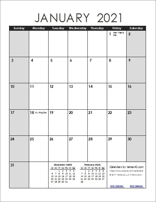 Free 12 Month Calendar 2021 Full | Free Printable Calendar