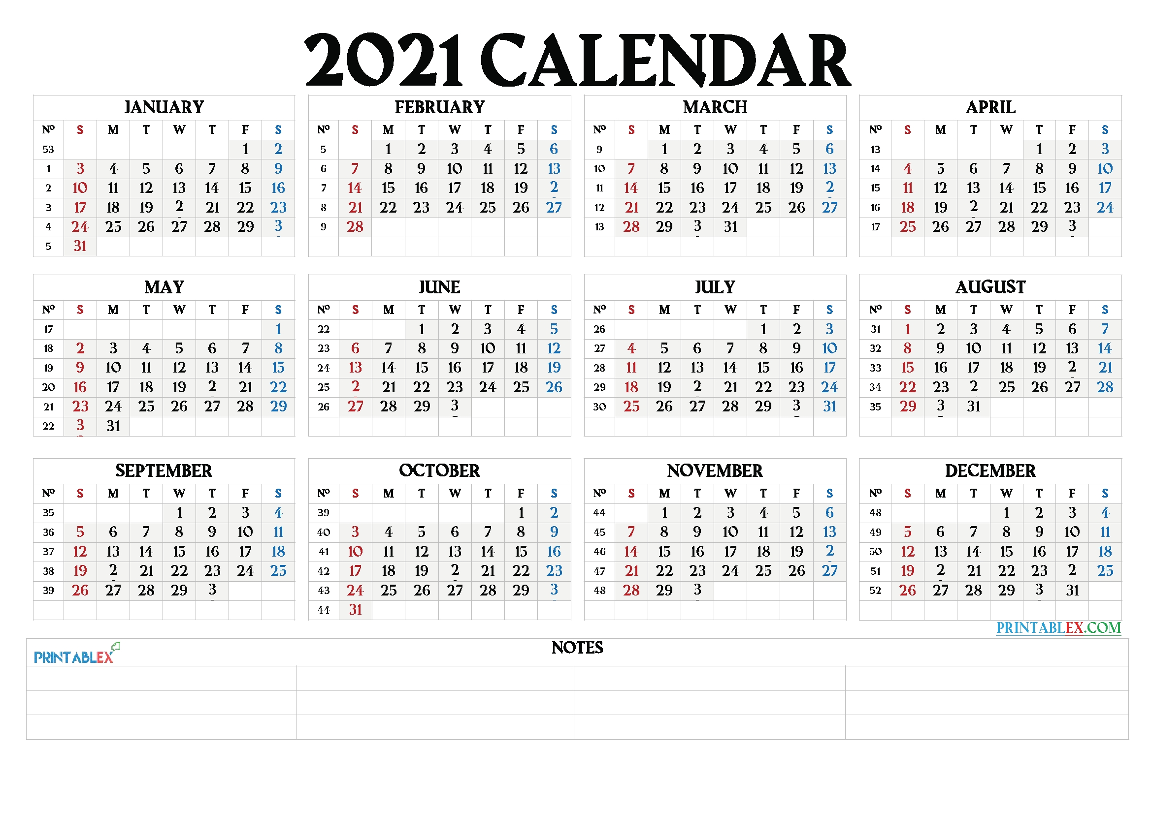 Free 12 Month Word Calendar Template 2021 : 2021 Calendar