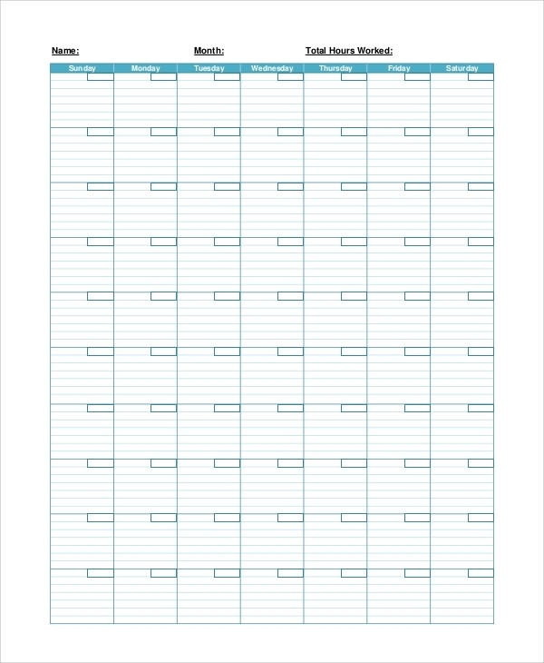 Free 13+ Sample Blank Monthly Calendar Templates In Pdf