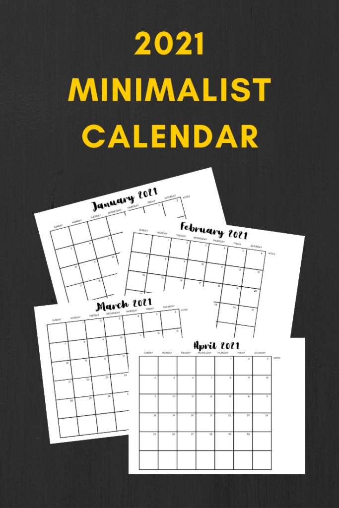 Free 2021 Minimalist Calendar Printable - My Pinterventures