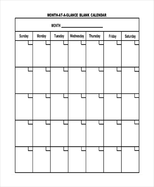 Free 6+ Sample Blank Printable Calendar Templates In Ms