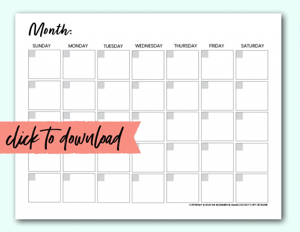 Free Blank Monthly Calendar Template Pdf - The Incremental