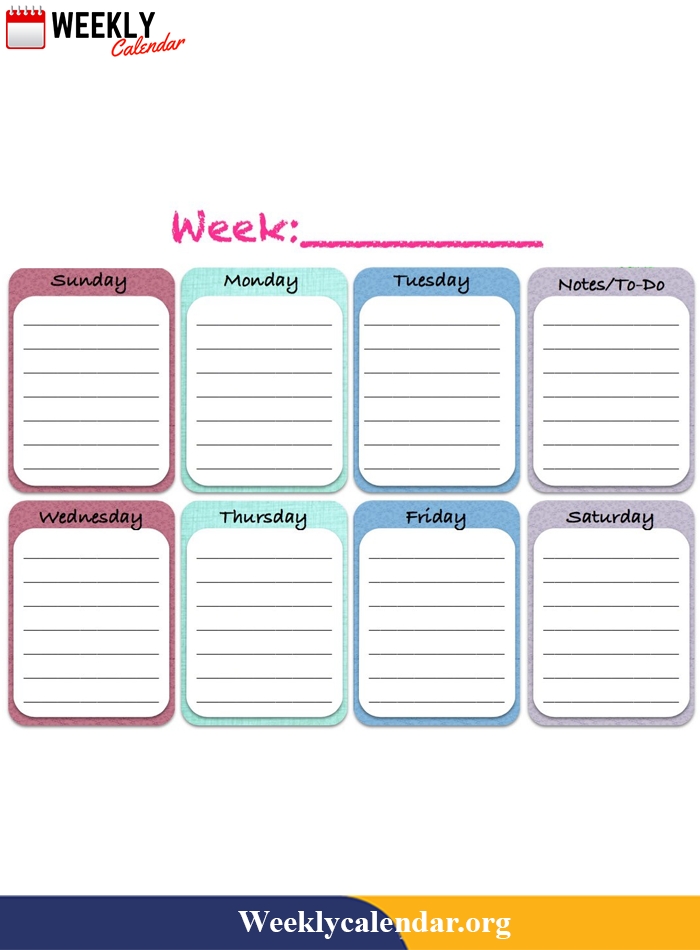 Free Blank Printable Weekly Calendar 2020 Template In Pdf