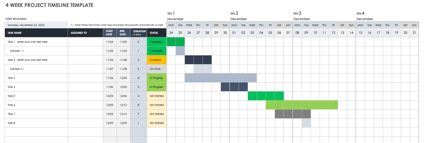 Free Construction Calendar Templates | Smartsheet