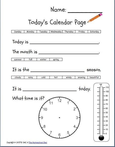 Free Daily Calendar Page + Math Lapbook Activities