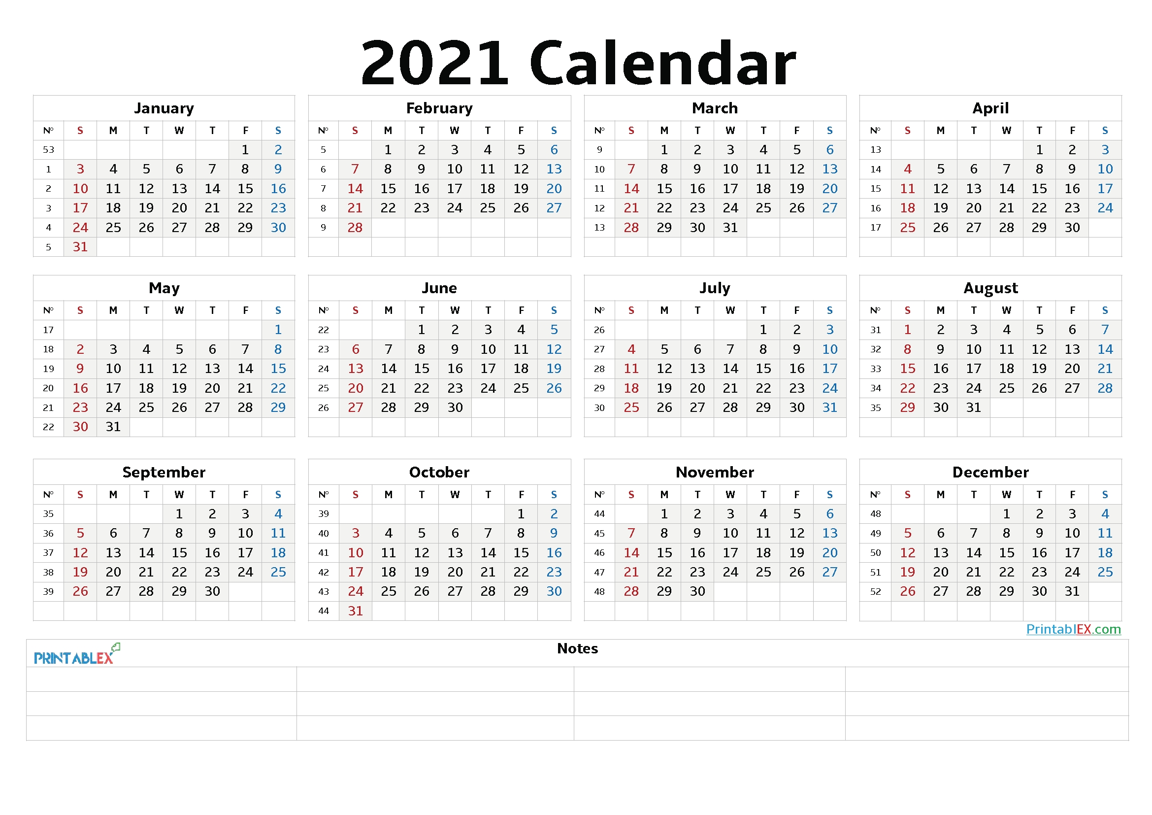 Free Editable Weekly 2021 Calendar / 2021 Calendar