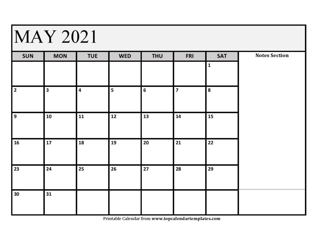 Free May 2021 Calendar Printable - Blank Templates