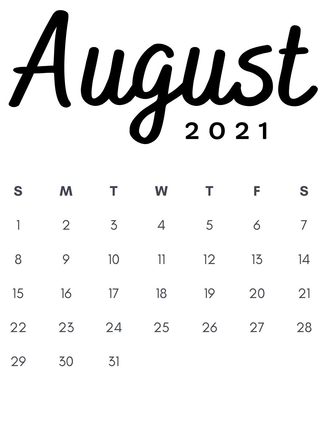 Free Minimalist 2021 Calendar Monthly Printable | Calendar