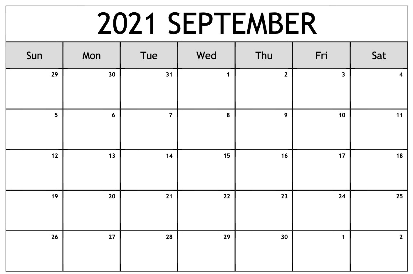 Free Monthly 2021 Printable Calendar Template