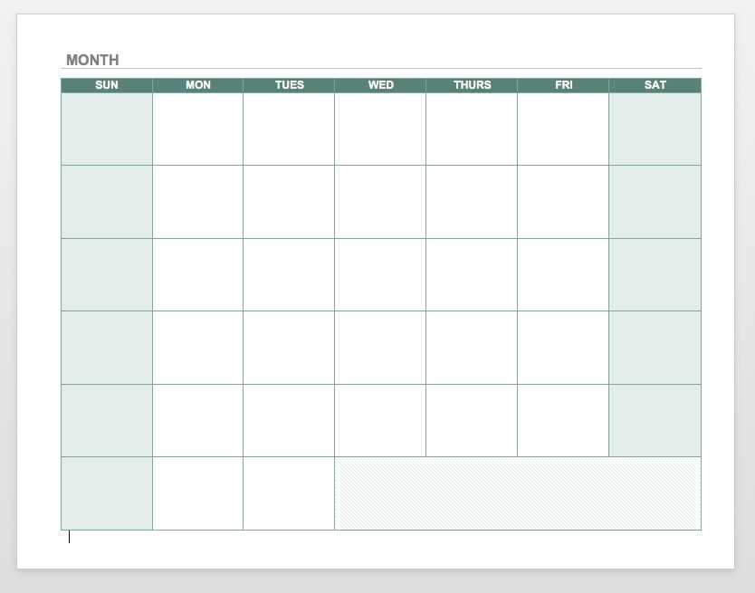 Free Monthly Calendar Template - Word, Excel, Pdf