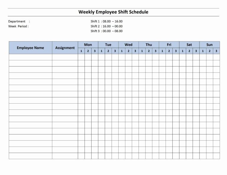 Free Monthly Work Schedule Template | Weekly Employee 8