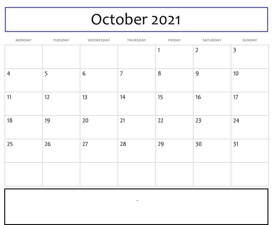 Free October 2021 Calendar Printable - Blank Templates