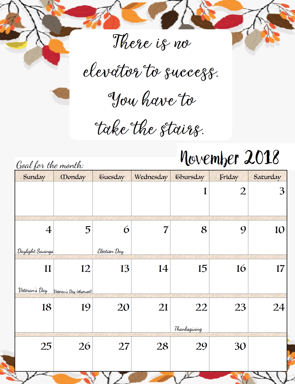 Free Printable 2018 Monthly Motivational Calendars