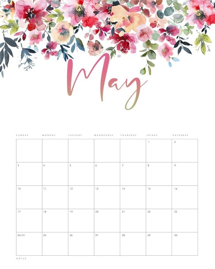 Free Printable 2020 Floral Drop Calendar - The Cottage
