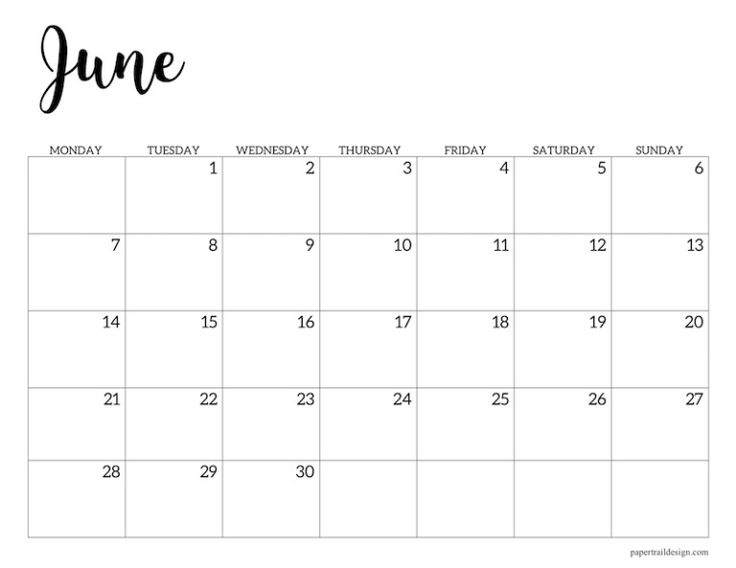 Free Printable 2021 Calendar - Monday Start | Paper Trail