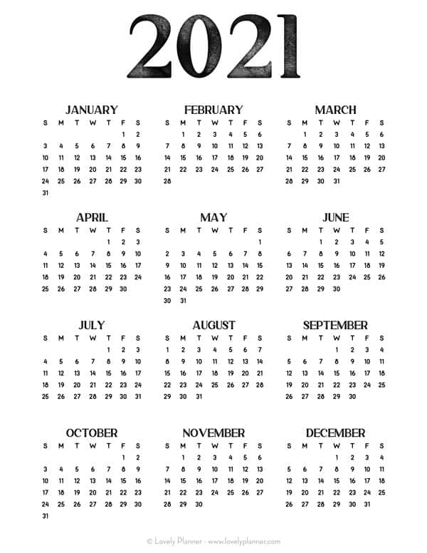 Free-Printable-2021-Calendar-Template-Vintage - Lovely Planner