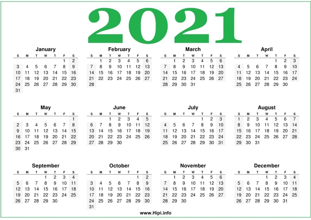 Free Printable 2021 Calendars Horizontal - Hipi