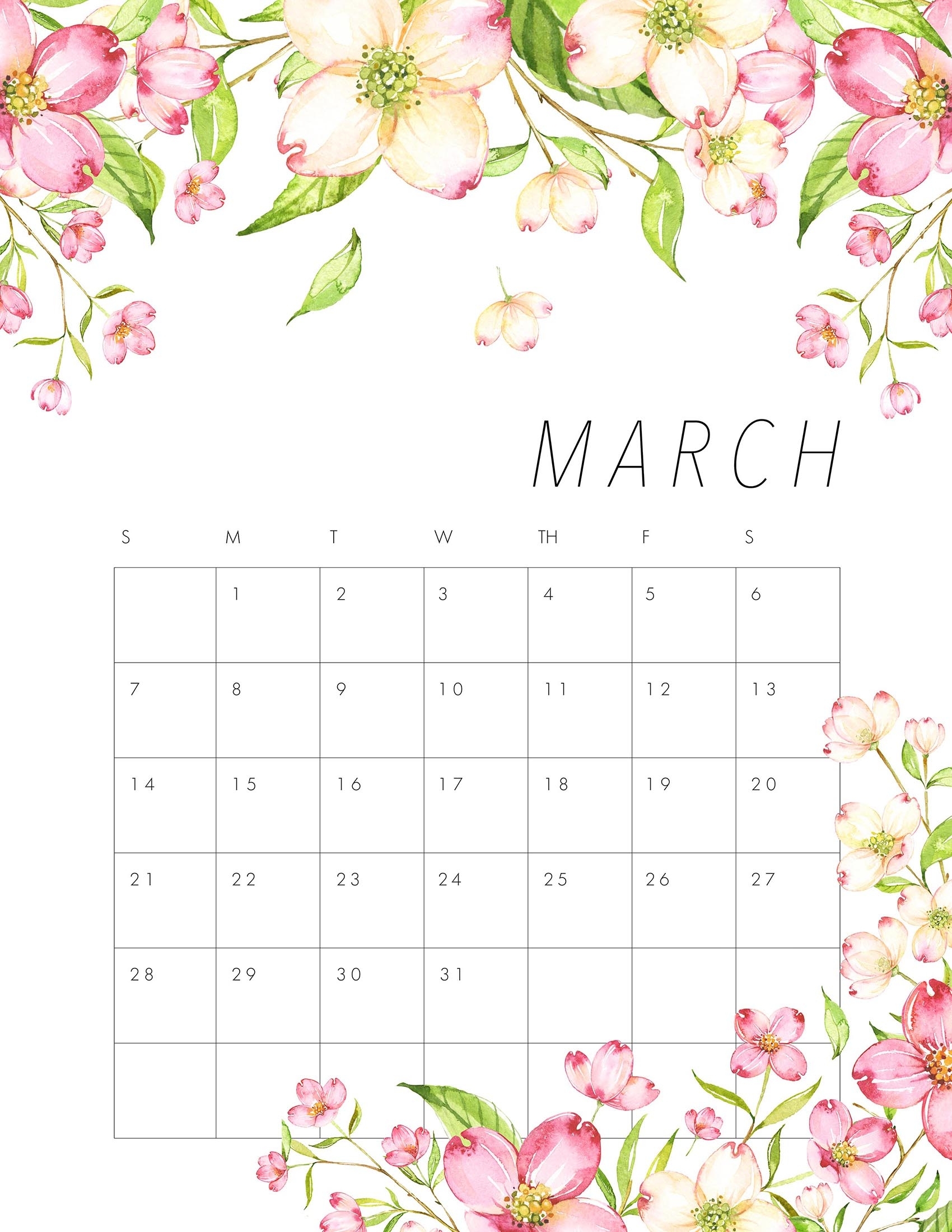 Free Printable 2021 Floral Calendar - The Cottage Market