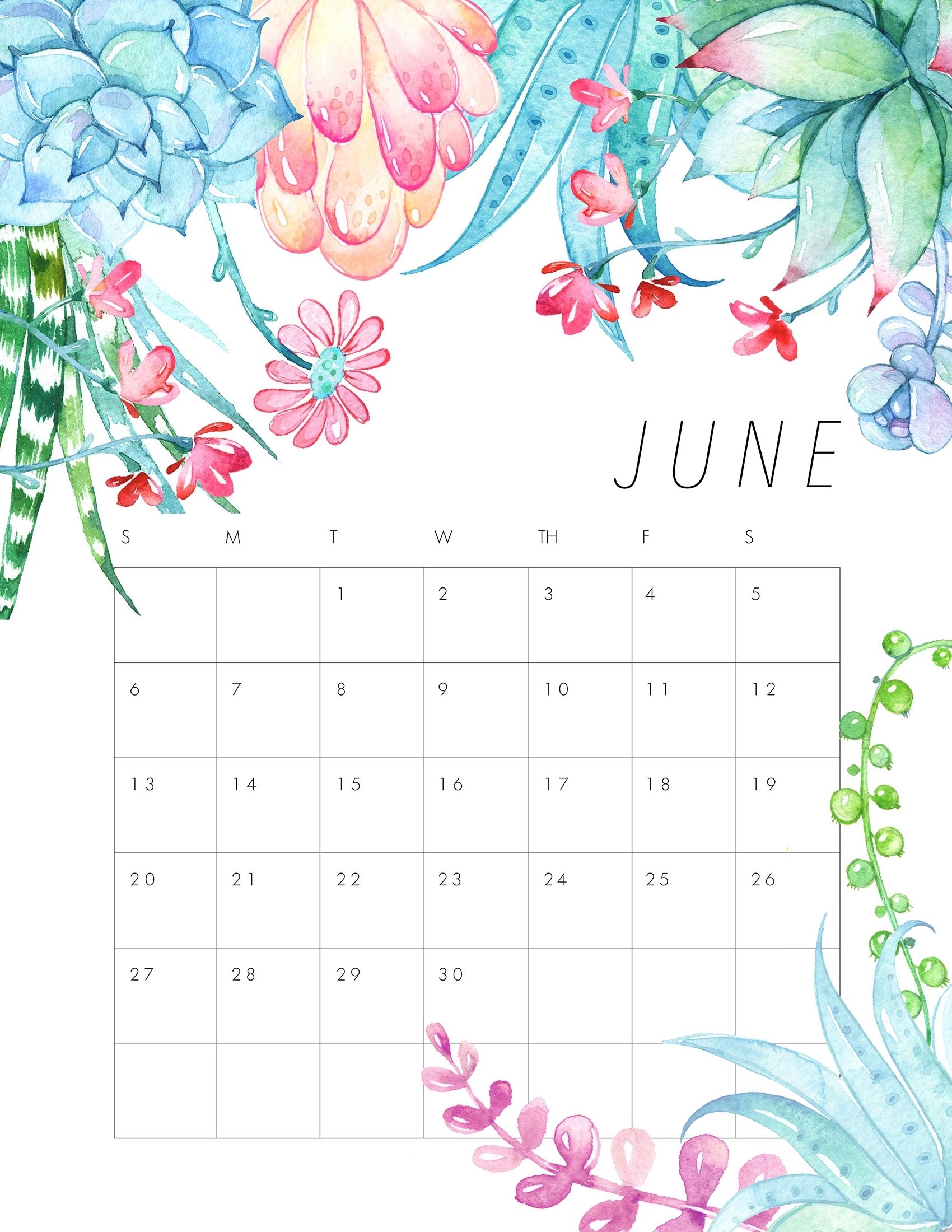 Free Printable 2021 Floral Calendar - The Cottage Market