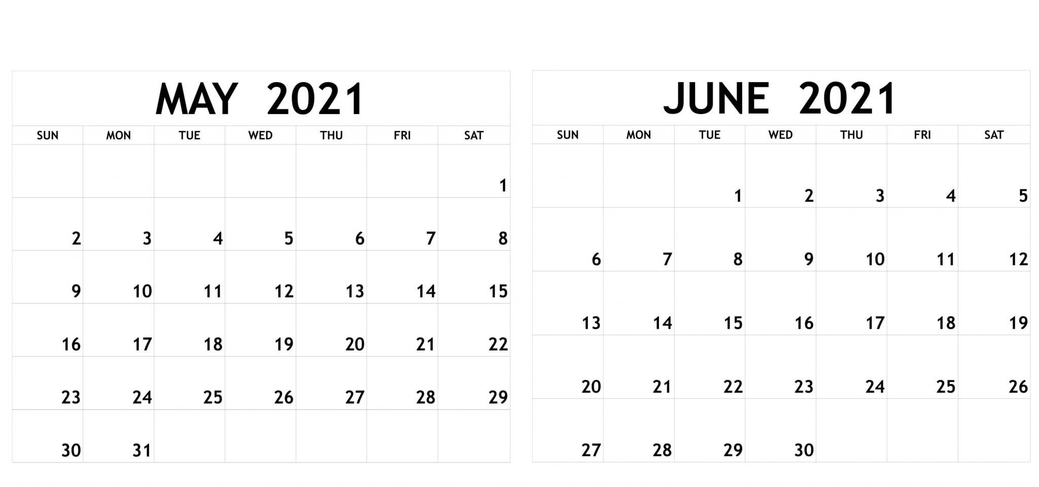 Free Printable 2021 May June Calendar Pdf - My Blog Free