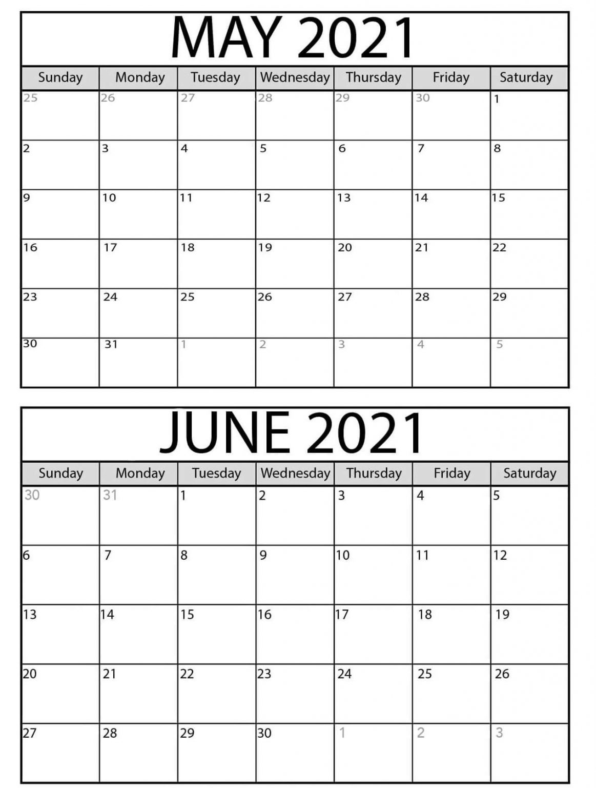 Free Printable 2021 May June Calendar Pdf - My Blog Free