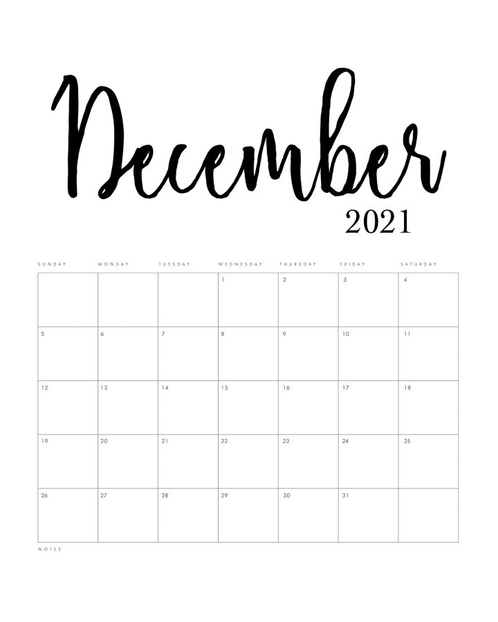 Free Printable 2021 Minimalist Calendar - The Cottage Market