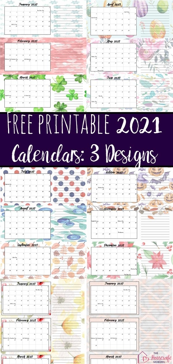 Free Printable 2021 Quarterly Calendars With Holidays: 3