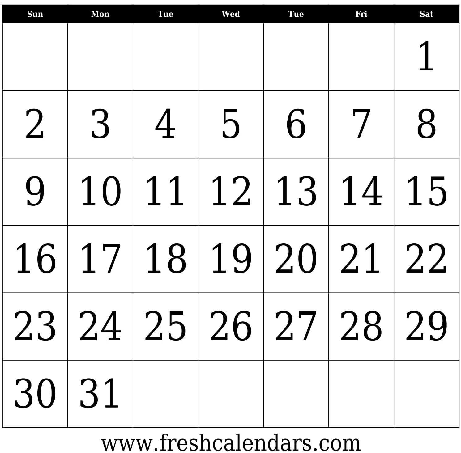 Free Printable Blank Calendar 2020