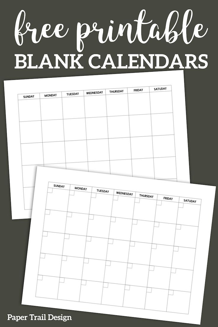 Free Printable Blank Calendar Template | Paper Trail