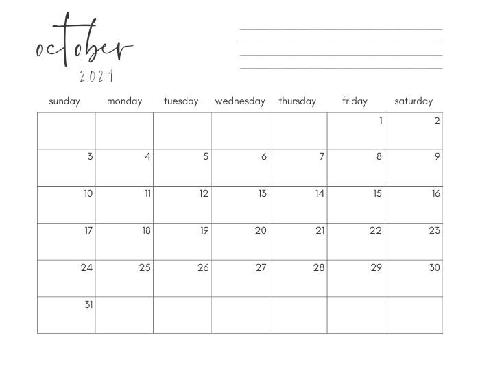 Free Printable Calendar (2021) - Easy To Download + Print