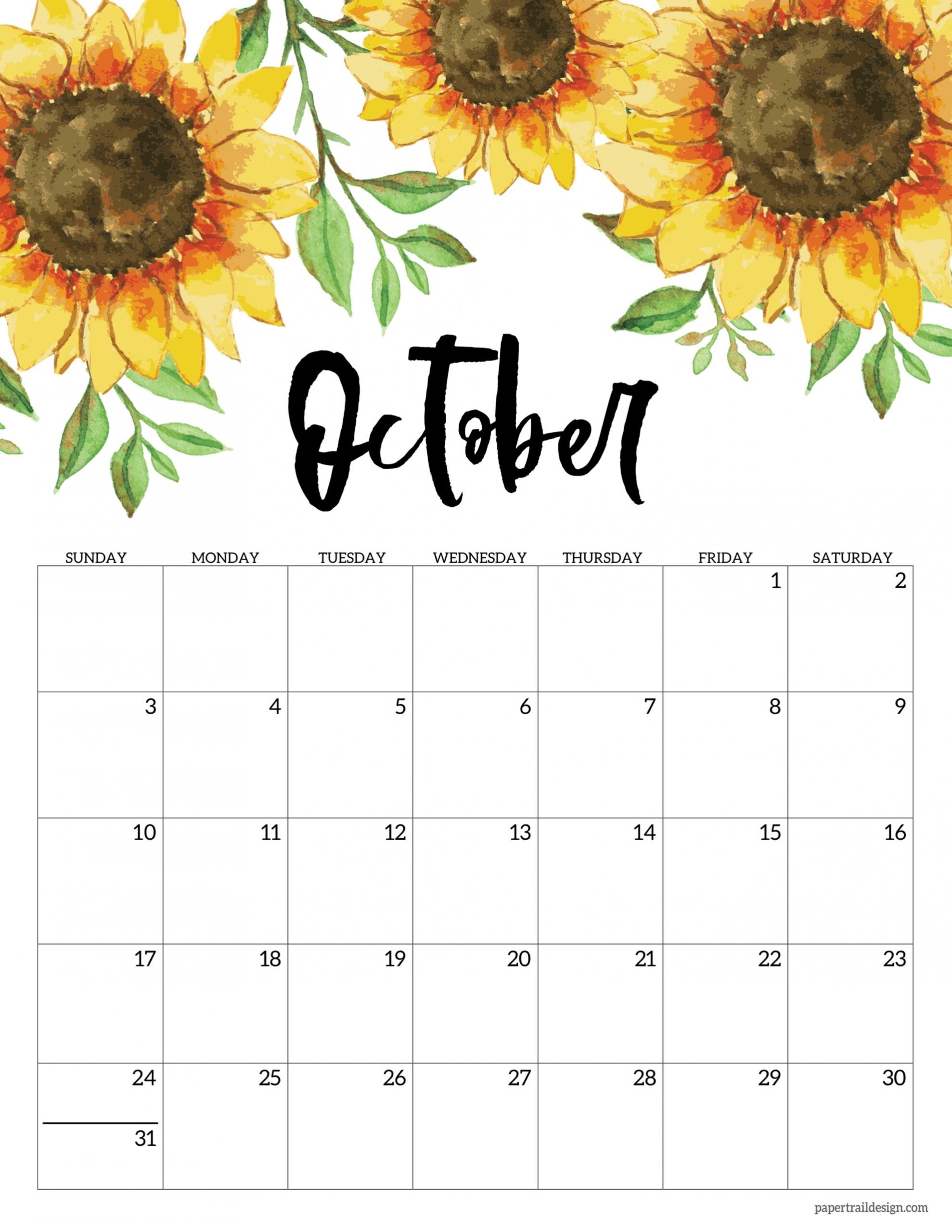 Free Printable Calendar 2021 - Floral - Paper Trail Design